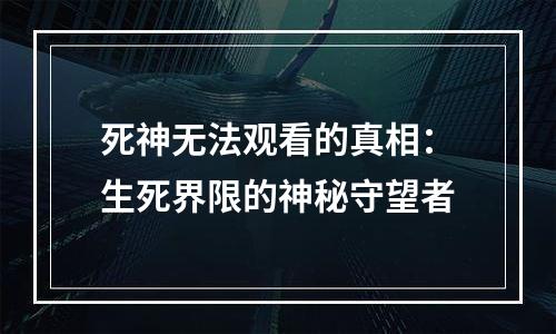 死神无法观看的真相：生死界限的神秘守望者