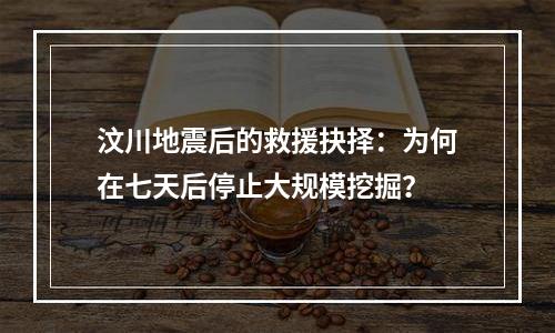 汶川地震后的救援抉择：为何在七天后停止大规模挖掘？