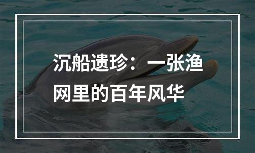 沉船遗珍：一张渔网里的百年风华