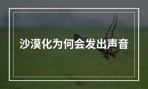 沙漠化为何会发出声音