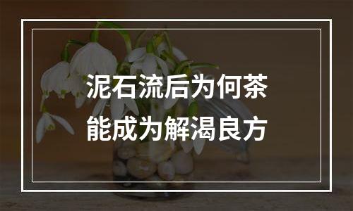 泥石流后为何茶能成为解渴良方
