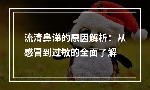 流清鼻涕的原因解析：从感冒到过敏的全面了解