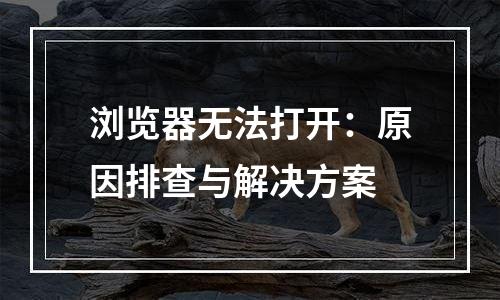 浏览器无法打开：原因排查与解决方案