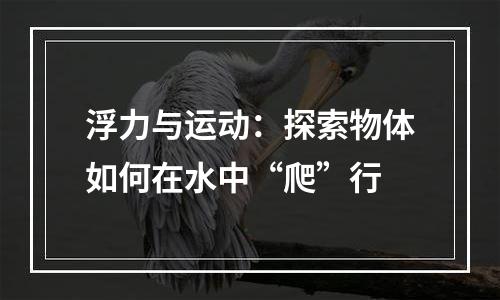 浮力与运动：探索物体如何在水中“爬”行