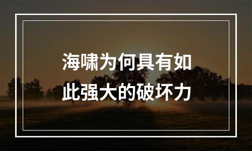 海啸为何具有如此强大的破坏力