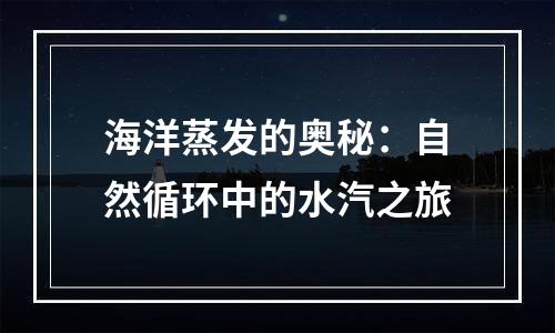 海洋蒸发的奥秘：自然循环中的水汽之旅