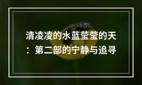 清凌凌的水蓝莹莹的天：第二部的宁静与追寻