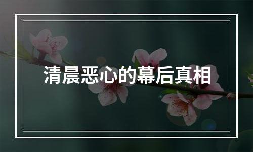 清晨恶心的幕后真相