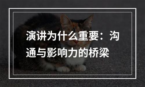 演讲为什么重要：沟通与影响力的桥梁