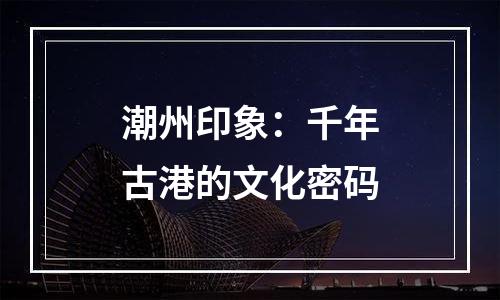 潮州印象：千年古港的文化密码