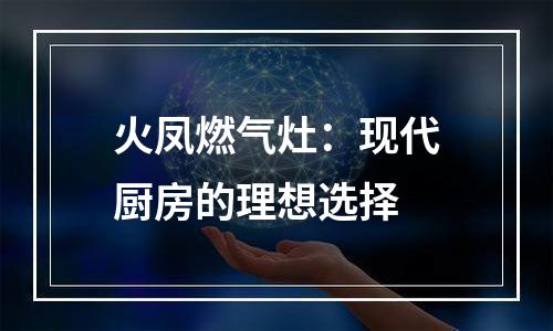 火凤燃气灶：现代厨房的理想选择