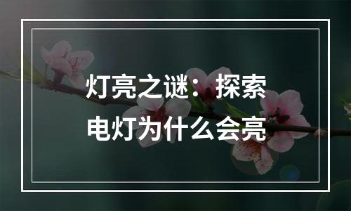 灯亮之谜：探索电灯为什么会亮