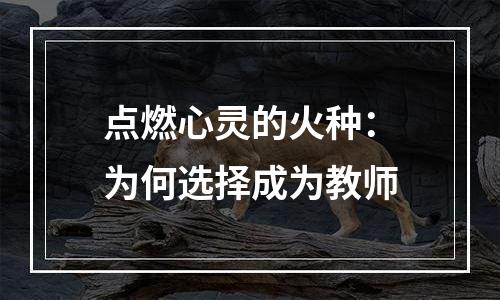 点燃心灵的火种：为何选择成为教师