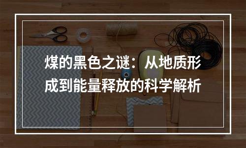 煤的黑色之谜：从地质形成到能量释放的科学解析