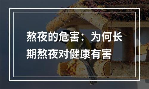熬夜的危害：为何长期熬夜对健康有害