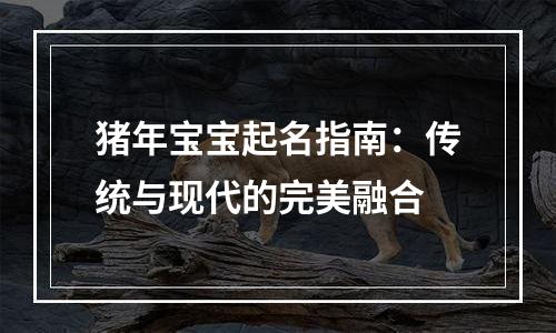 猪年宝宝起名指南：传统与现代的完美融合