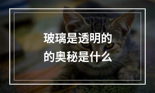 玻璃是透明的的奥秘是什么