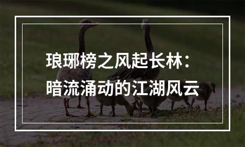 琅琊榜之风起长林：暗流涌动的江湖风云