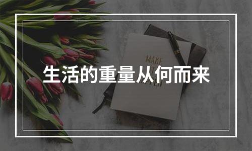 生活的重量从何而来