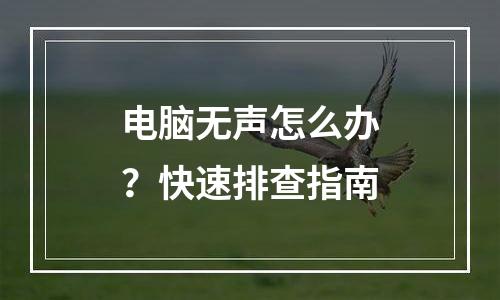 电脑无声怎么办？快速排查指南