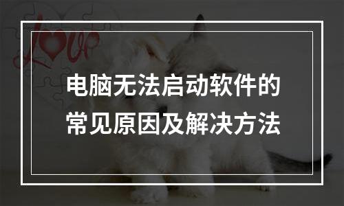 电脑无法启动软件的常见原因及解决方法