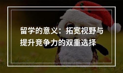 留学的意义：拓宽视野与提升竞争力的双重选择