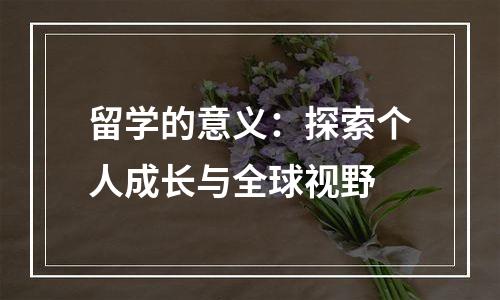 留学的意义：探索个人成长与全球视野