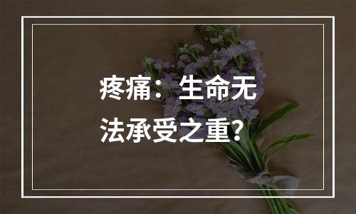 疼痛：生命无法承受之重？