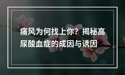 痛风为何找上你？揭秘高尿酸血症的成因与诱因