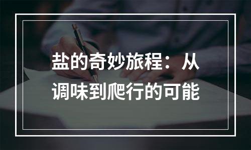 盐的奇妙旅程：从调味到爬行的可能