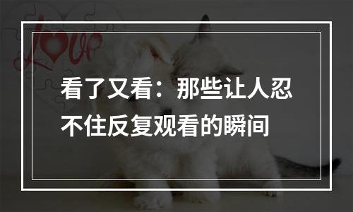看了又看：那些让人忍不住反复观看的瞬间