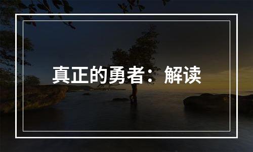 真正的勇者：解读