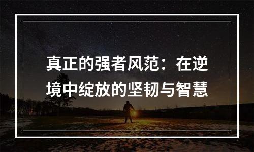 真正的强者风范：在逆境中绽放的坚韧与智慧