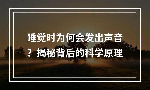 睡觉时为何会发出声音？揭秘背后的科学原理