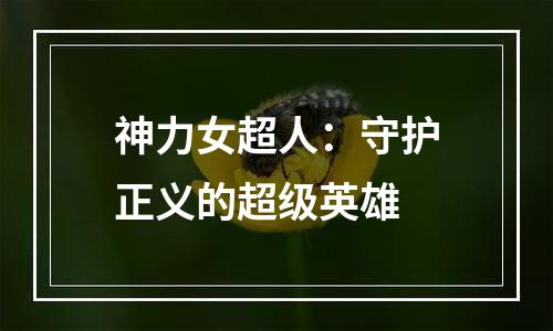 神力女超人：守护正义的超级英雄