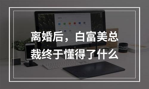 离婚后，白富美总裁终于懂得了什么