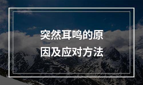 突然耳鸣的原因及应对方法