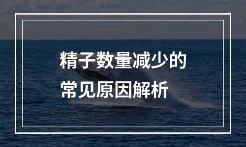 精子数量减少的常见原因解析