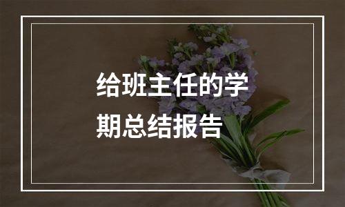 给班主任的学期总结报告