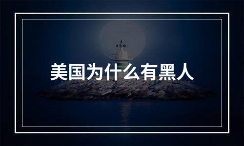 美国为什么有黑人