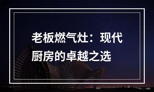 老板燃气灶：现代厨房的卓越之选