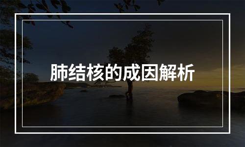 肺结核的成因解析