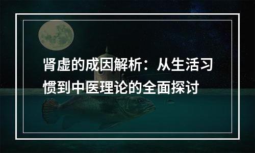 肾虚的成因解析：从生活习惯到中医理论的全面探讨