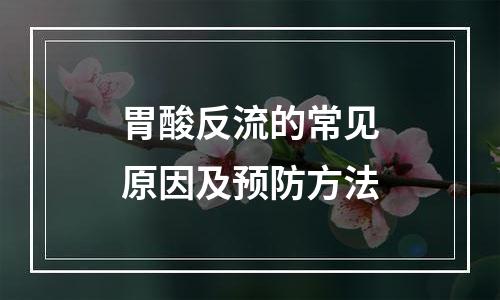 胃酸反流的常见原因及预防方法