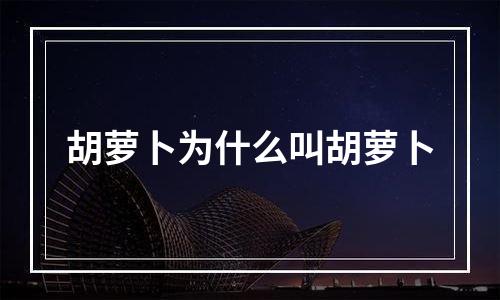 胡萝卜为什么叫胡萝卜