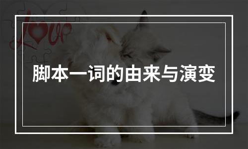 脚本一词的由来与演变