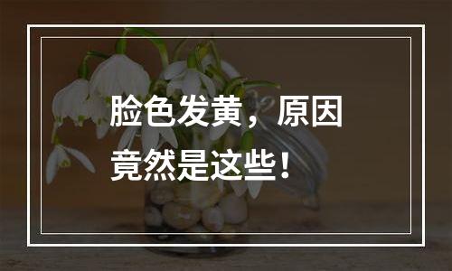 脸色发黄，原因竟然是这些！