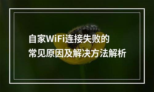 自家WiFi连接失败的常见原因及解决方法解析