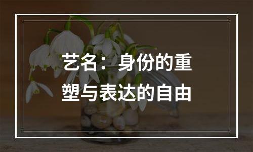 艺名：身份的重塑与表达的自由