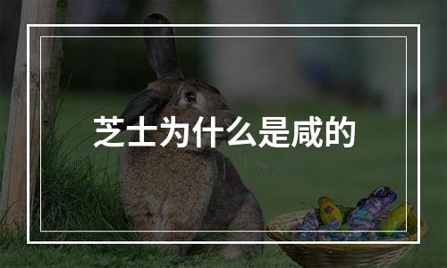 芝士为什么是咸的